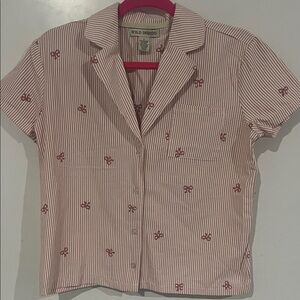 Indigo Red and White Striped Pajama set